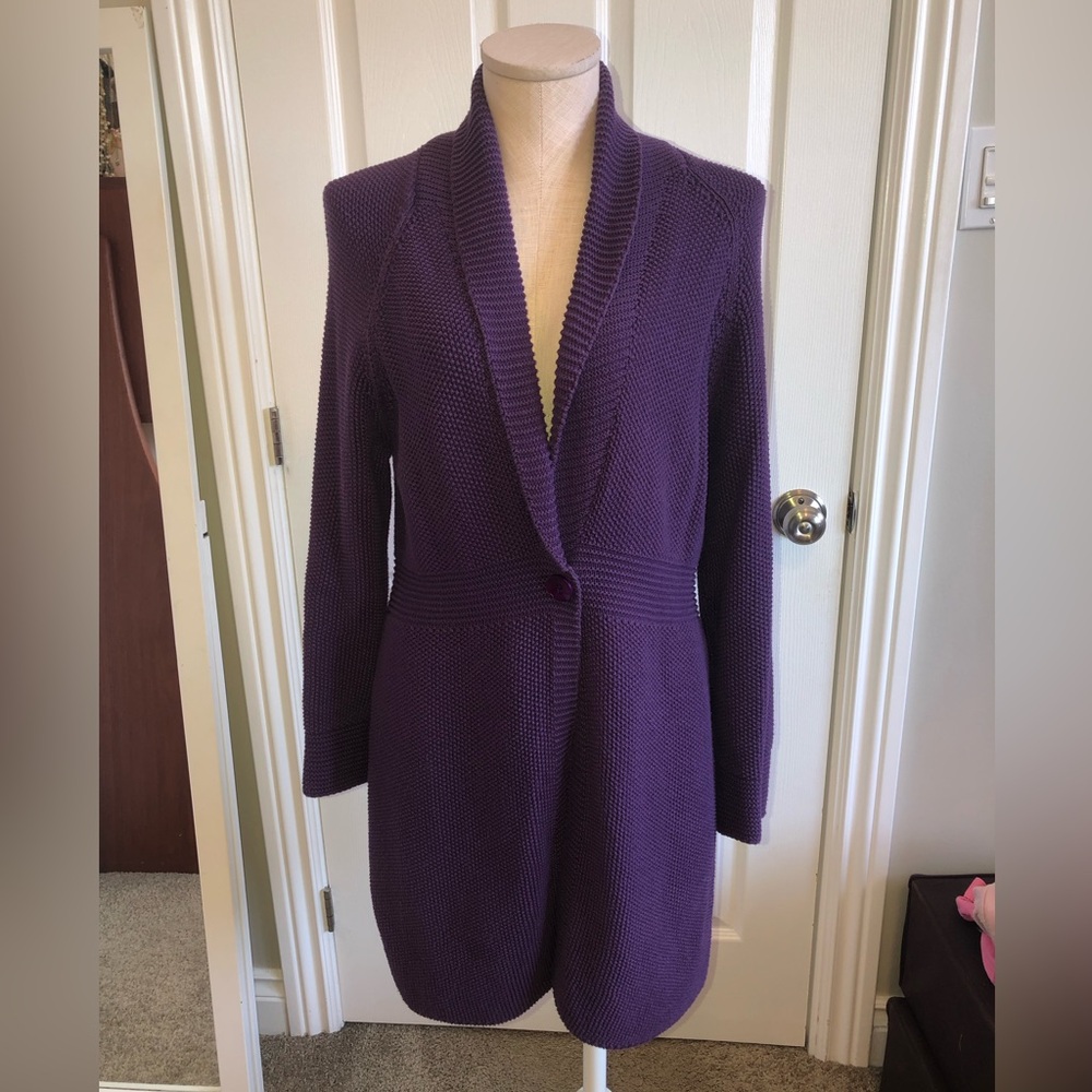 Coldwater Creek Purple Women's Knit Coat cardigan size medium